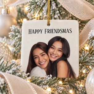 Glückliches Friendsmas individuelles Foto-Weihnach Keramikornament