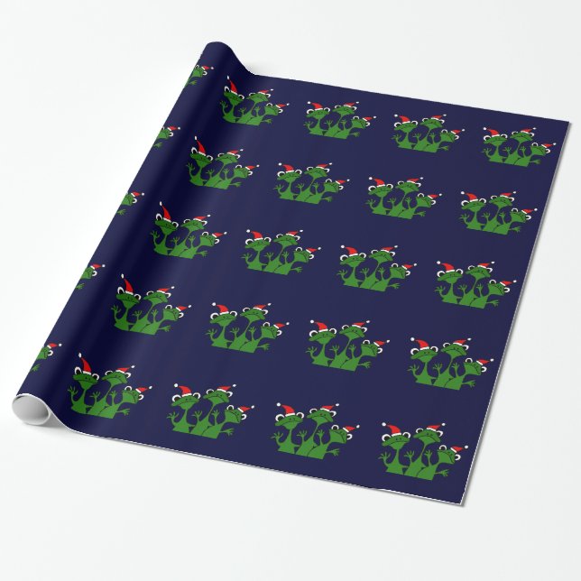 Glückliches Frosch-WeihnachtsPackpapier Geschenkpapier (Ungerollt)