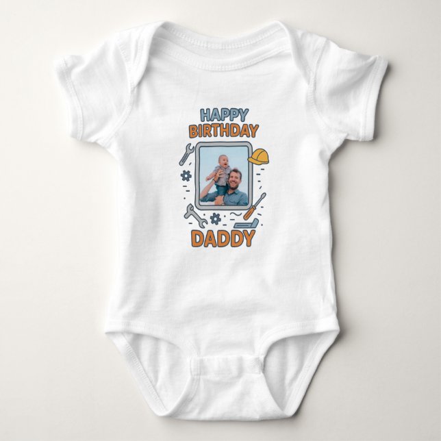 GLÜCKLICHES GEBURTSTAG DADDY BABY SCHLIESST CUSTOM BABY STRAMPLER (Vorderseite)