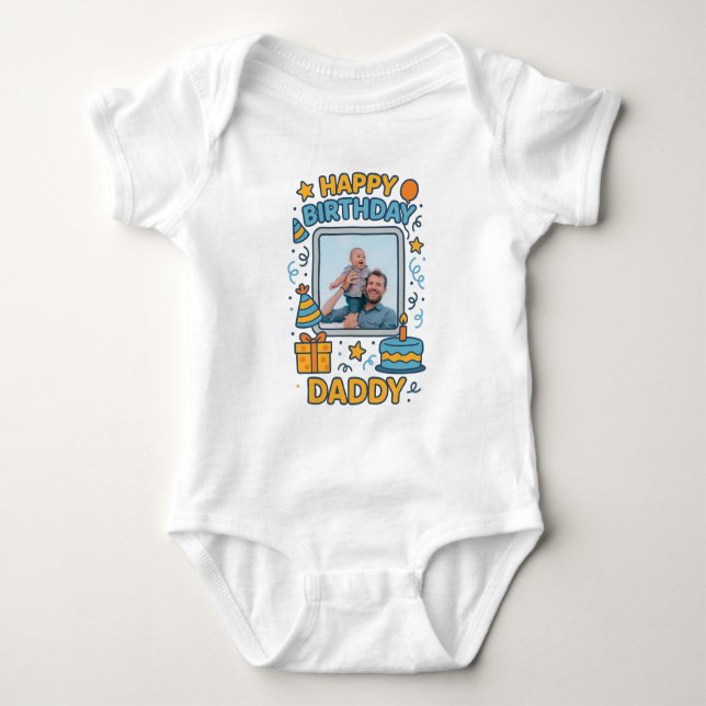 GLÜCKLICHES GEBURTSTAG DADDY BABY SCHLIESST CUSTOM BABY STRAMPLER (Vorderseite)