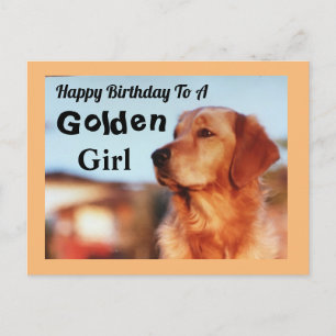 Glückliches Geburtstag Golden Retriever Mädchen Postkarte