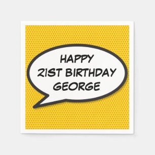 GLÜCKLICHES GEBURTSTAGS Comic Bubble Fun Book Serviette