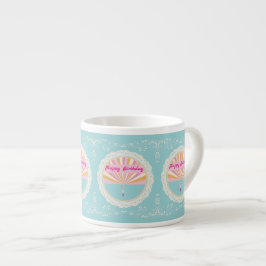 Glückliches Geburtstags-Spaß-Tasse, Blau Rosa Rege Espressotasse