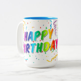 Glückliches Geburtstagsgeschenk-Tasse – Bunt und f Zweifarbige Tasse