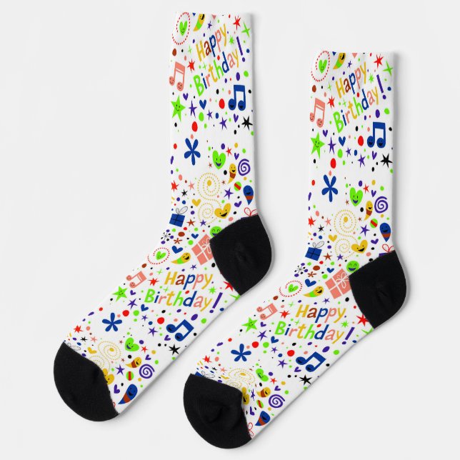 Glückliches Geburtstagsmuster Socken (Linkes Detail)
