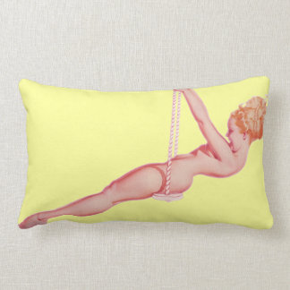 Glückliches gelbes Vintage-Kissen Lendenkissen