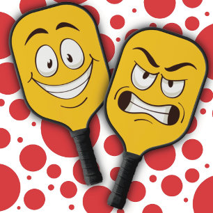 Glückliches Gesicht Ärgerliches Gesicht Pickleball Schläger