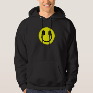 glückliches Gesicht DJ Kopfhörer EDM Musik Hoodie