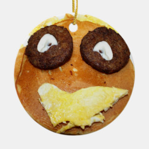 Glückliches Gesicht Frühstück Keramik Ornament