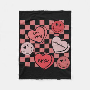 Glückliches Gesicht Herz Retro Groovy Valentinstag Fleecedecke