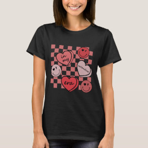 Glückliches Gesicht Herz Retro Groovy Valentinstag T-Shirt