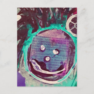 Glückliches Gesicht Mixed Media Collage Postkarte