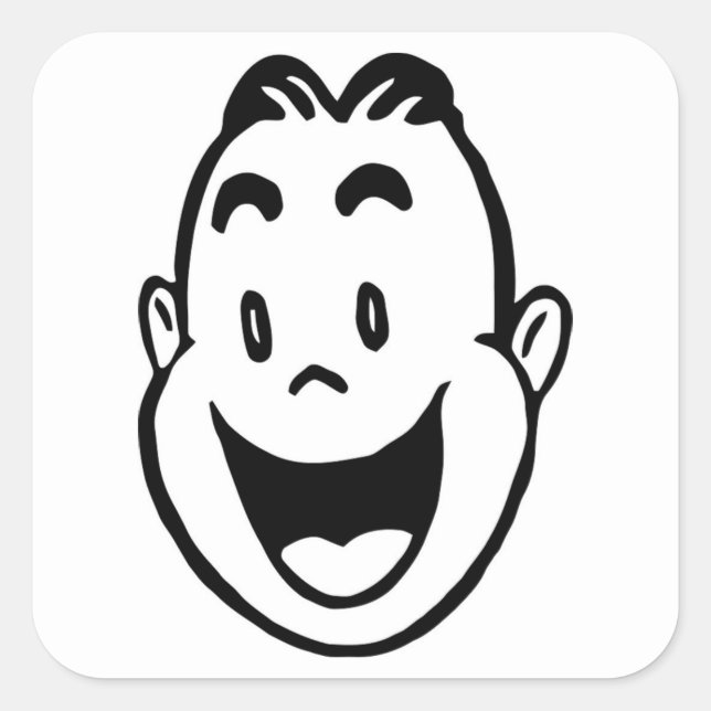 GLÜCKLICHES GESICHT QUADRATISCHER AUFKLEBER (Vorderseite)