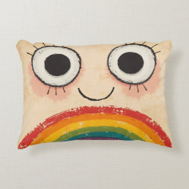 GLÜCKLICHES GESICHT REGENBOGEN DEKOKISSEN