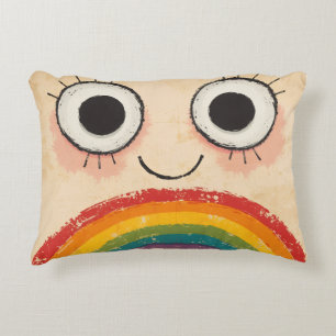GLÜCKLICHES GESICHT REGENBOGEN DEKOKISSEN