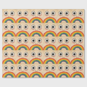 GLÜCKLICHES GESICHT REGENBOGEN GESCHENKPAPIER