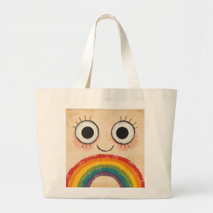 GLÜCKLICHES GESICHT REGENBOGEN JUMBO STOFFBEUTEL