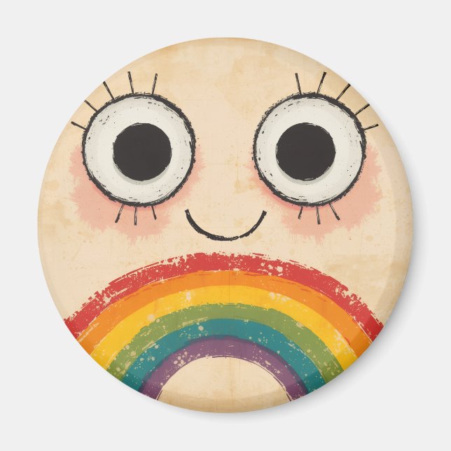 GLÜCKLICHES GESICHT REGENBOGEN MAGNET (Vorne)