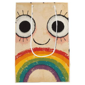 GLÜCKLICHES GESICHT REGENBOGEN MITTLERE GESCHENKTÜTE