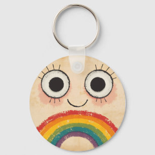 GLÜCKLICHES GESICHT REGENBOGEN SCHLÜSSELANHÄNGER