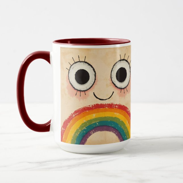 GLÜCKLICHES GESICHT REGENBOGEN TASSE (Links)