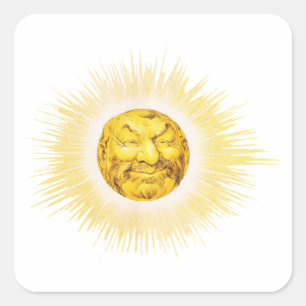 Glückliches Gesicht Sonne Quadratischer Aufkleber