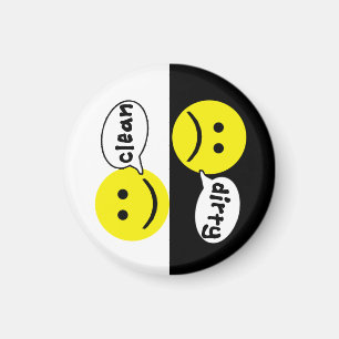 Glückliches Gesichts-SAUBERER SCHMUTZIGER Magnet