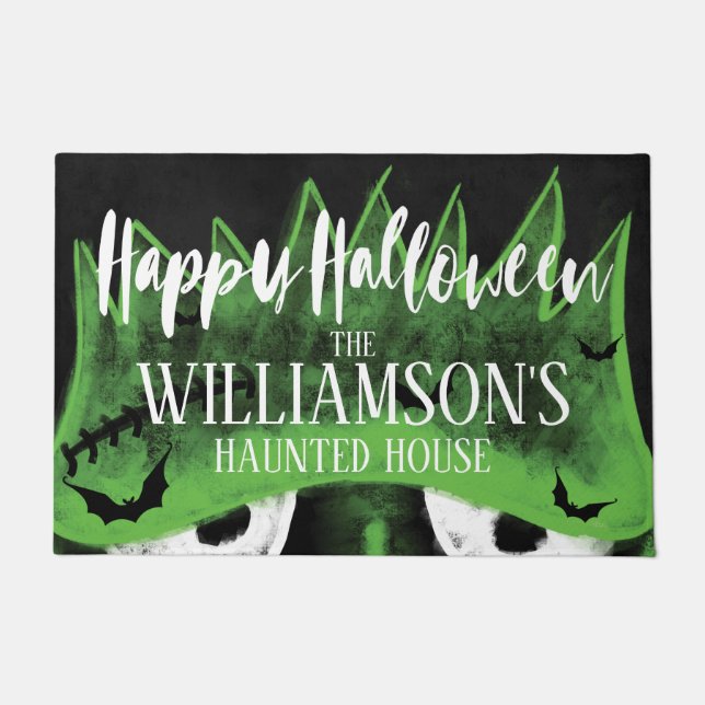 Glückliches gespenstisches Frankenstein gejagtes Fußmatte (Vorderseite)