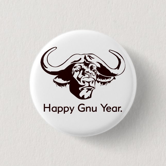 Glückliches Gnu-Jahr Button (Vorderseite)