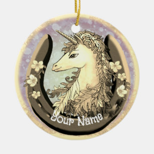 Glückliches Gold Einhorn Keramik Ornament