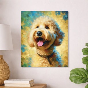 Glückliches Goldendoodle-Ölgemälde Kunst Poster