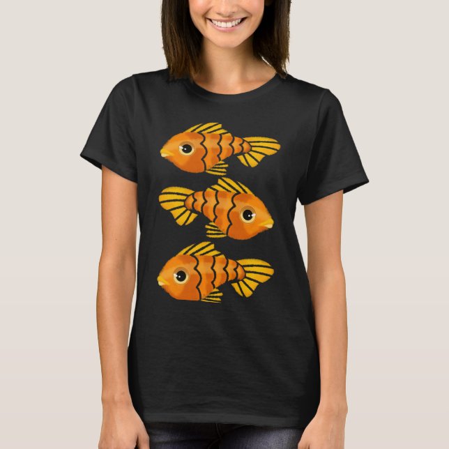 Glückliches Goldfischmuster T-Shirt (Vorderseite)