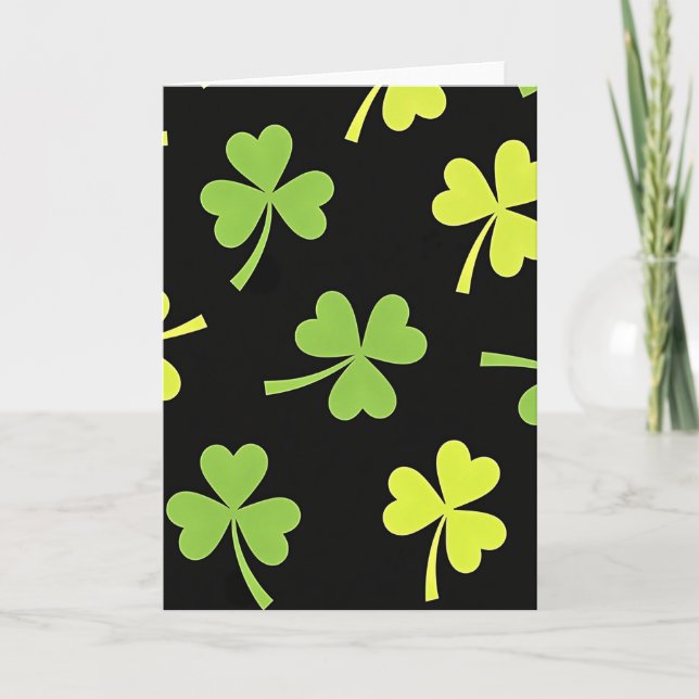 Glückliches Grün Shamrocks Muster Karte (Vorderseite)