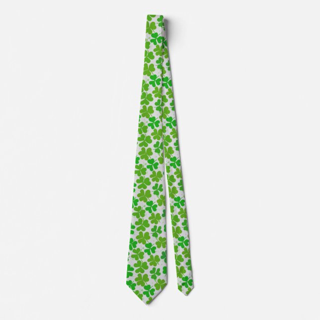 Glückliches grünes Kleeblatt St Patrick's Day Krawatte (Vorderseite)