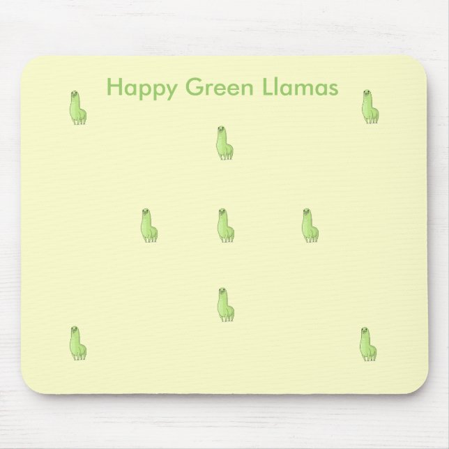 glückliches grünes Lama Mousepad (Vorne)