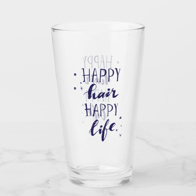 Glückliches Haar-glückliches Leben Glas (Vorderseite)