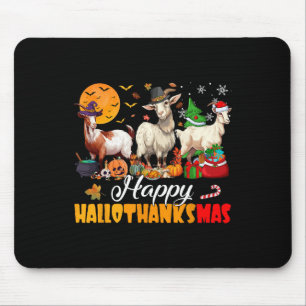 Glückliches Hallothanksmas Ziege Halloween Ernteda Mousepad
