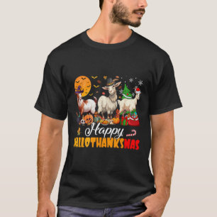 Glückliches Hallothanksmas Ziege Halloween Thanksg T-Shirt
