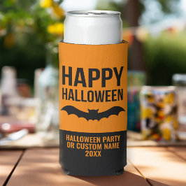 Glückliches Halloween-Bat mit Party-Name - schwarz Selters Dosenkühler