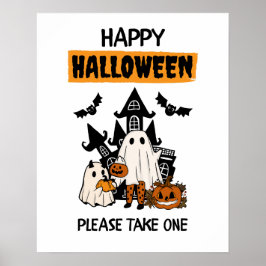 Glückliches Halloween "Bitte nimm dir eins" Candy Poster