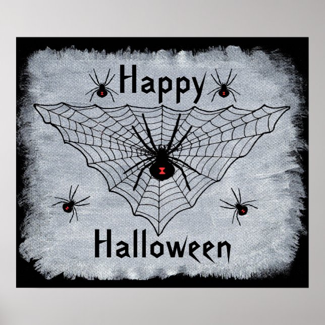 Glückliches Halloween Black Widow Spider Web Poste Poster (Vorne)