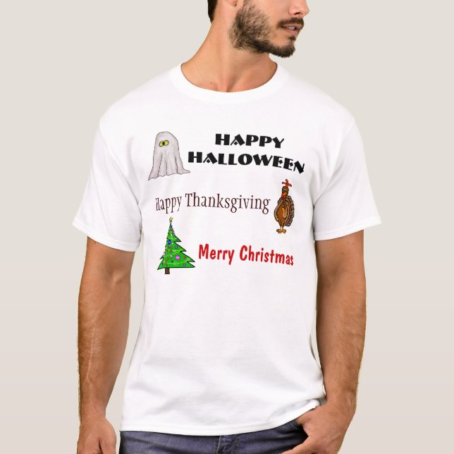 Glückliches Halloween, Erntedank, WeihnachtsT - T-Shirt (Vorderseite)