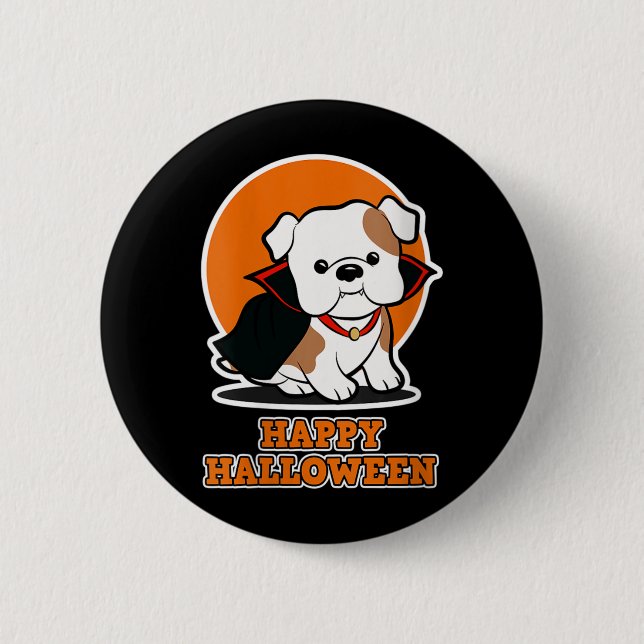 Glückliches Halloween für Hundebesitzer - Vampir-H Button (Vorderseite)