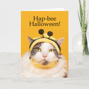 Glückliches Halloween für jede Katze im Bienencosu Feiertagskarte