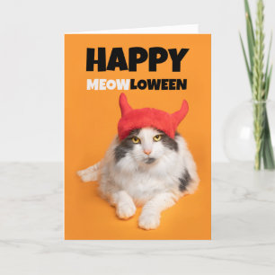 Glückliches Halloween für jeden lustigen Cat Devil Feiertagskarte