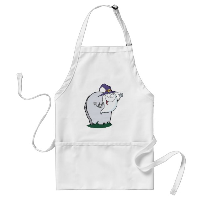 Glückliches Halloween-Geist-Fliegen nahe bei Schürze (Vorne)