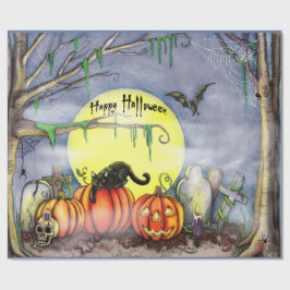 Glückliches Halloween-Graveyard-Scene-Wrapping-Pap Geschenkpapier