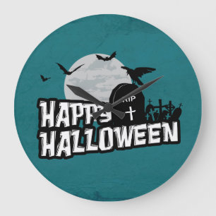Glückliches Halloween Große Wanduhr