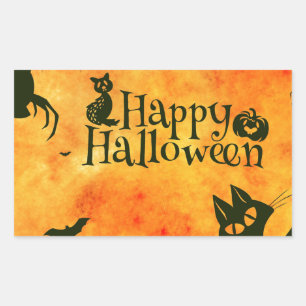 glückliches Halloween-Katze Rechteckiger Aufkleber