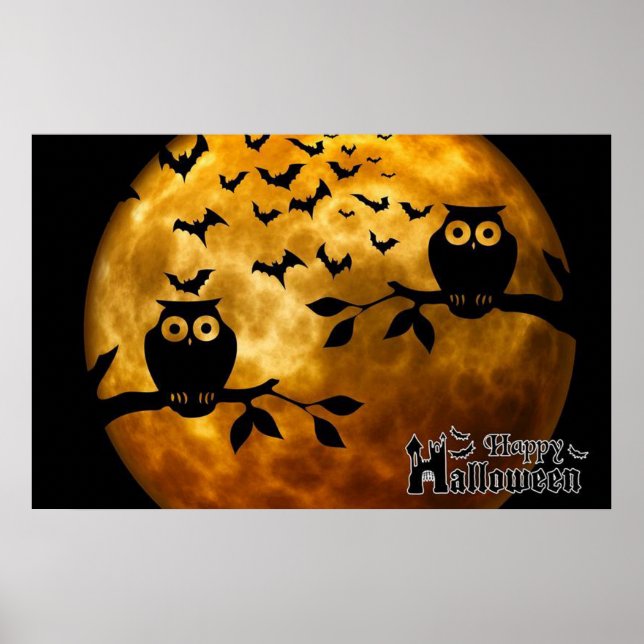 Glückliches Halloween-Poster und Fledermäuse Poster (Vorne)